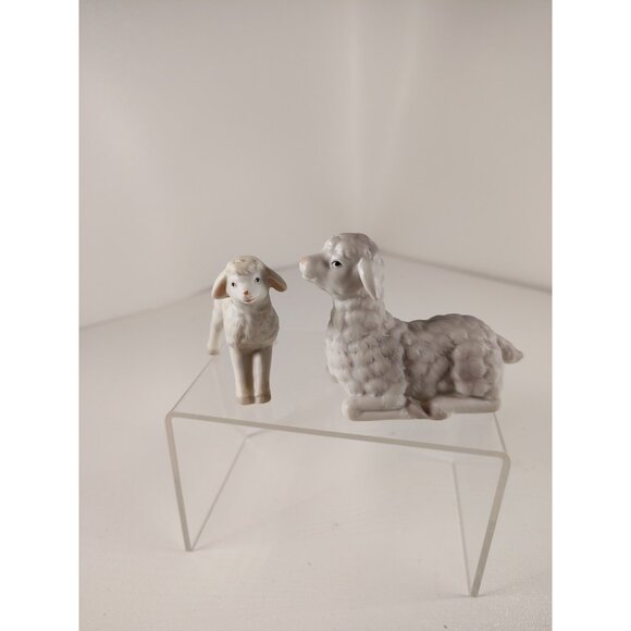 Lefton China Vintage 1988 Set of 2 Nativity Replacement Sheep Small 06541 label - Picture 1 of 6